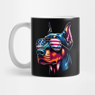 Doberman Patriotic Sunglasses American Flag 4th of July Mug